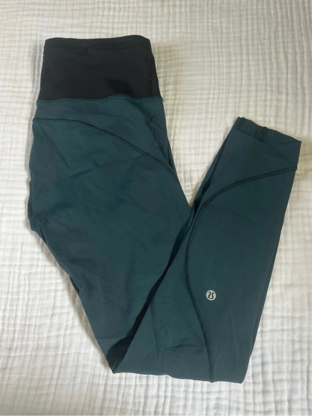 lululemon Teal Leggings with Black Waistband
